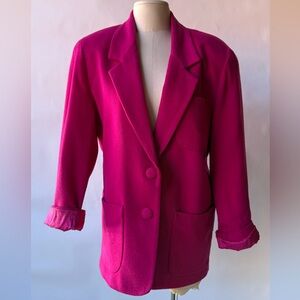 Vintage Cashmere Wool Blend Blazer Women's Medium Pink Jacket